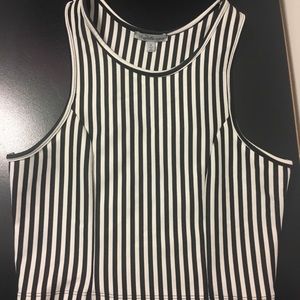 Black and white striped crop top